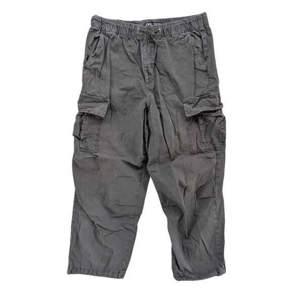 Zara Other - Zara Cargo Parachute Pants Mens Grey Baggy Y2K Cotton Straight Leg 26" Size M